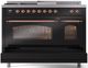 Ilve® Nostalgie II Series 48" Glossy Black Pro Style Dual Fuel Range-4