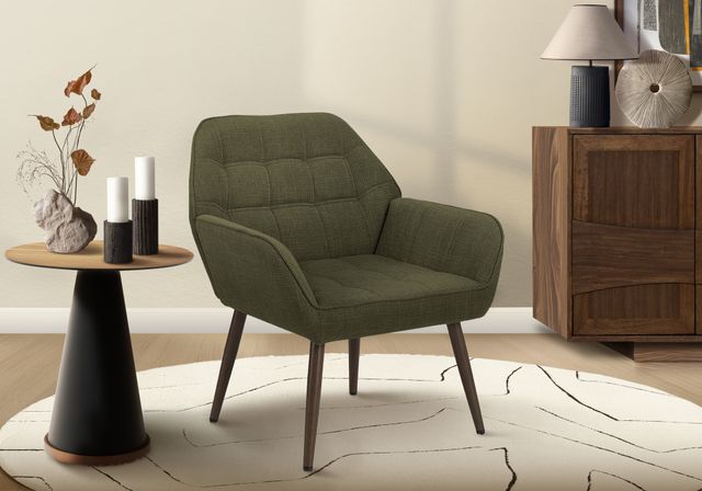 Monarch Specialties Inc. Dark Green 29" Accent Chair with Walnut Wood Legs-1