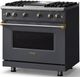 Viking® 5 Series 36" Cast Black Pro Style Gas (LP) Range with Brushed Brass Trim-2