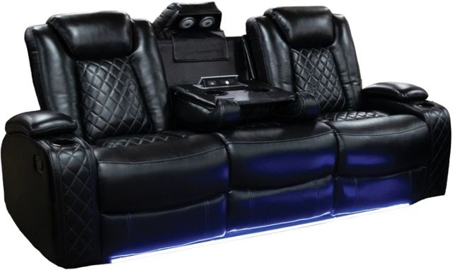 American Wholesale Furniture Omega Black Manual Reclining Theater Sofa-0