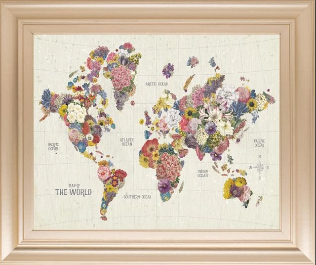 Classy Art Botanical Floral Map Light Words by Wild Apple Portfolio Wall Art-0