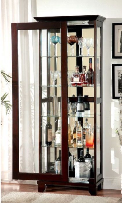 Furniture of America® Ludden Dark Walnut Curio-2