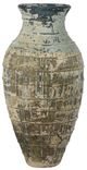 Currey & Company Lipari Antique White/Blue Drip Large Urn-1