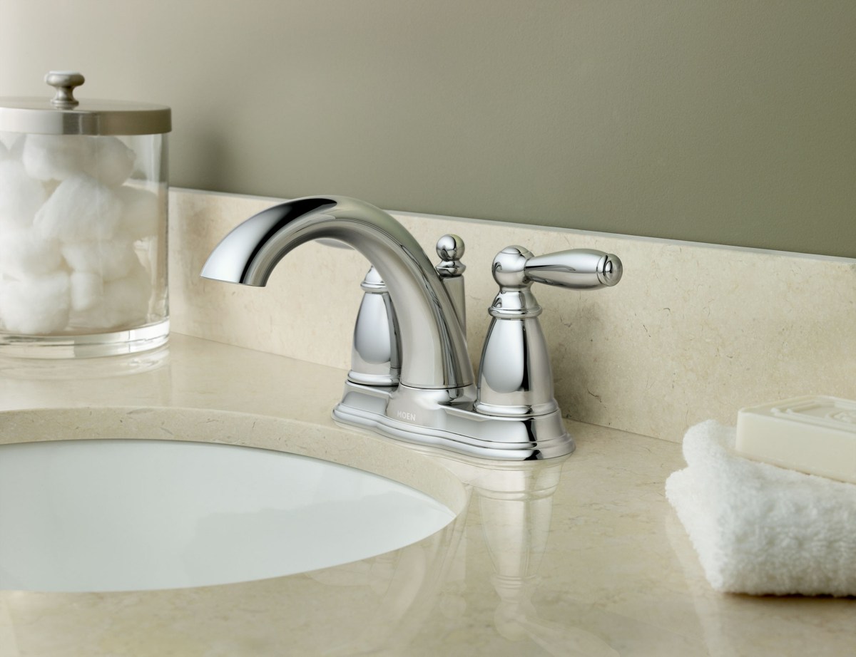 Moen® Brantford™ Chrome Two-Handle High Arc Bathroom Faucet