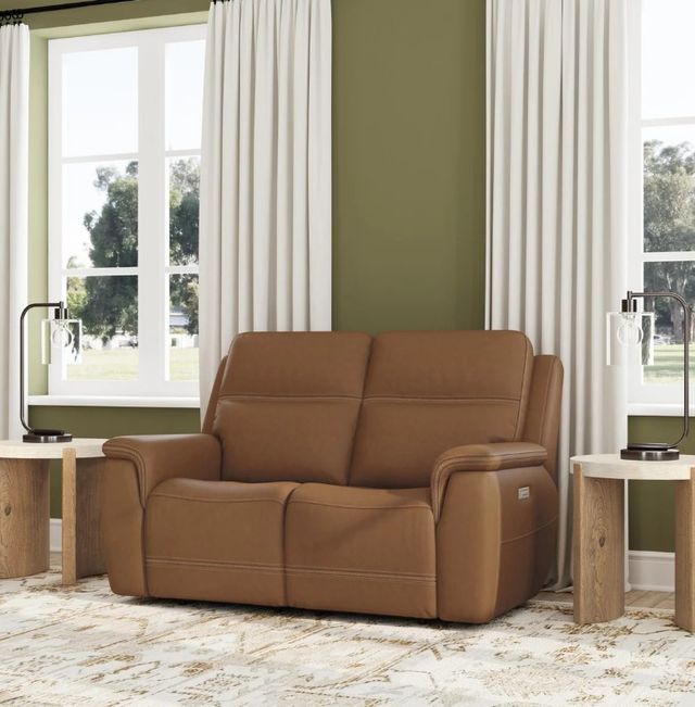 Flexsteel® Sawyer Harvest Leather Power Reclining Loveseat with Power Headrests and Lumbar-1