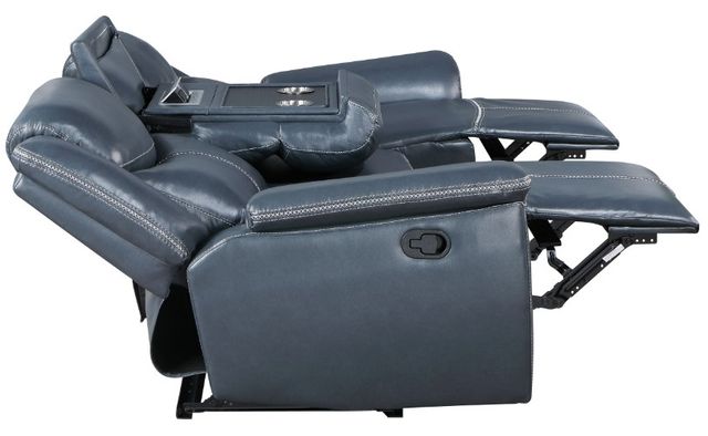 Coaster® Sloane Blue Manual Reclining Sofa with Drop Down Table-3