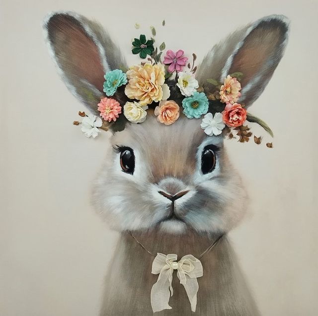 Classy Living Flower Head Rabbit Wall Art-0