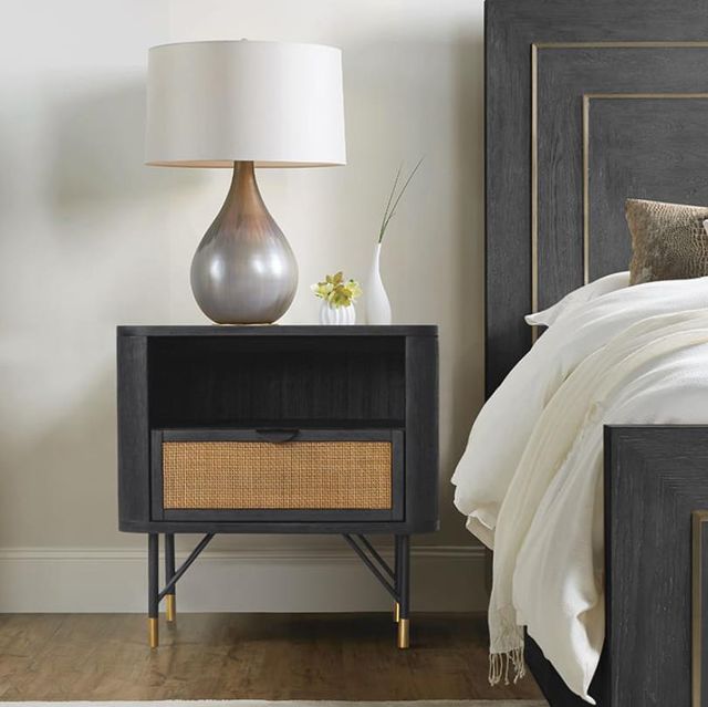 Armen Living Saratoga Black/Brown Nightstand -1