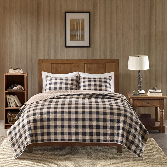 Olliix by Woolrich Tan King/California King Check Oversized Quilt Mini Set-0