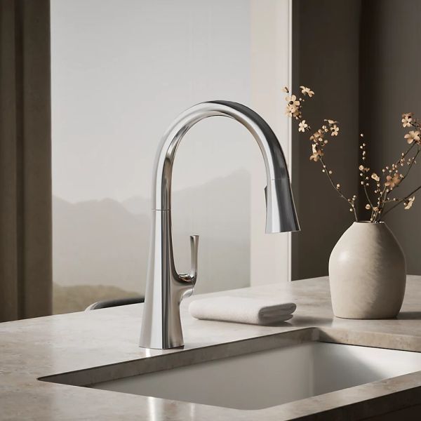KOHLER® Graze® Polished Chrome Kitchen Sink Faucet with 3-Function Sprayhead-1