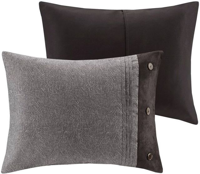 Olliix by Madison Park Boone 7 Piece Grey Queen Faux Suede Comforter Set-1