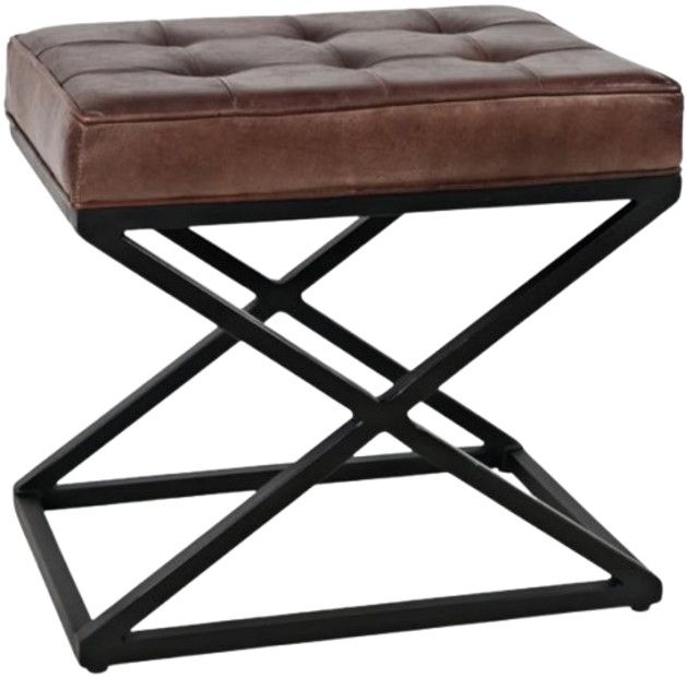 Jofran Inc. Global Archive Hogan Black/Dark Sienna Leather Ottoman-0