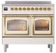 Ilve® Nostalgie II Noblesse 40'' Antique White Pro Style Induction Range with Brass Trim-1
