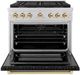 ZLINE Autograph Edition Paramount 36" Stainless Steel Pro Style Gas Range with Black Matte Door and Polished Gold Accents-1