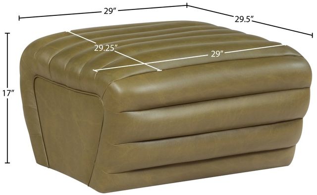 Meridian Furniture Vega Olive Leather Upholstered Ottoman-3