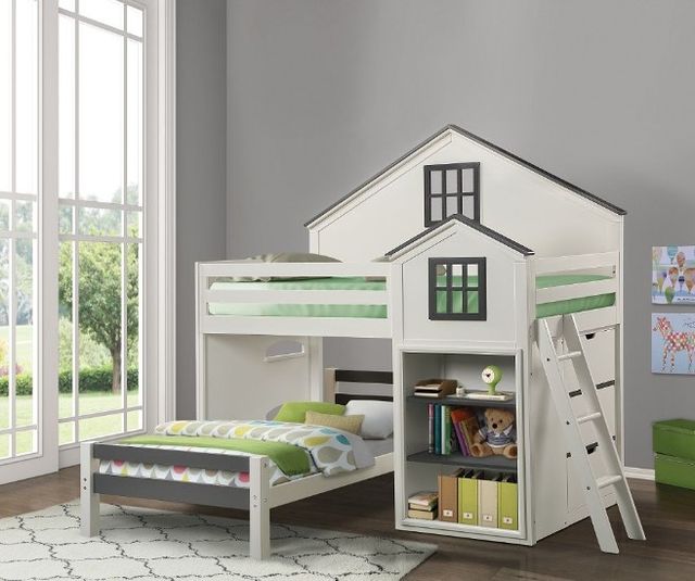 ACME Furniture Ratana Gray/White Twin Loft Bed-1