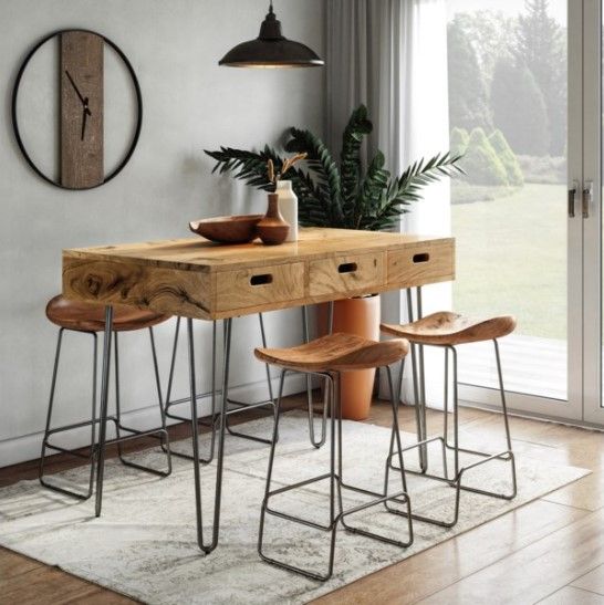 Jofran Inc. Rollins Natural Counter Table with Black Base-1