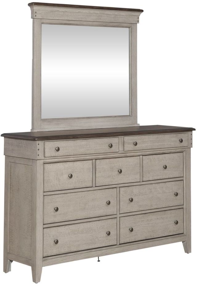 Liberty Furniture Ivy Hollow 4-Piece Dusty Taupe/Weathered Linen King Mantle Bedroom Set with Chest-3
