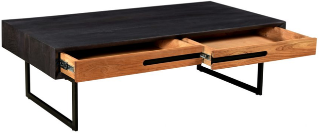 Moe's Home Collection Vienna Brown Coffee Table with Black Metal Base-1