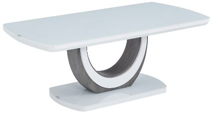 Mazin Furniture London White Lacquer Coffee Table with U-Shaped Pedestal Base-0