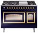 Ilve® Nostalgie II Noblesse 48'' Midnight Blue Pro Style Dual Fuel Range with Brass Trim-0