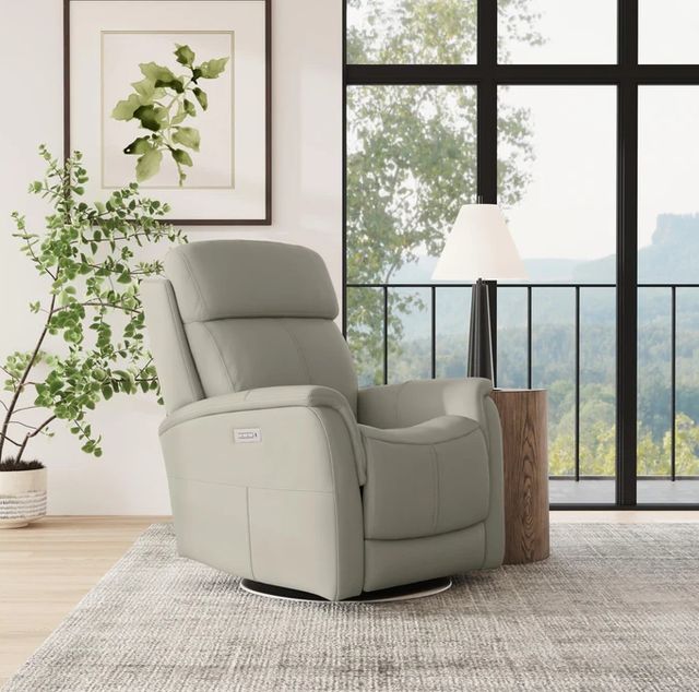 Flexsteel® View Dove Swivel Power Recliner with Power Headrest and Lumbar-1