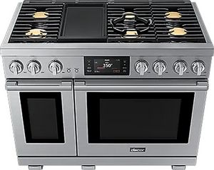 Dacor Transitional 48'' Black/Silver Freestanding Dual Fuel Natural Gas Smart Range