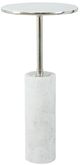 A & B Home Round Chrome Side Table with White Marble Base-0
