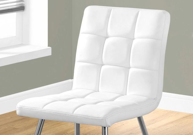 Monarch Specialties Inc. 2-Piece Chrome/White Quilted Side Chair Set-3