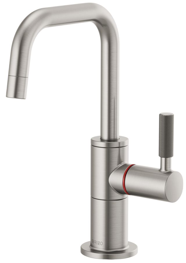 Brizo Litze® Brilliance® Stainless Instant Hot Faucet with Square Spout and Knurled Handle-0