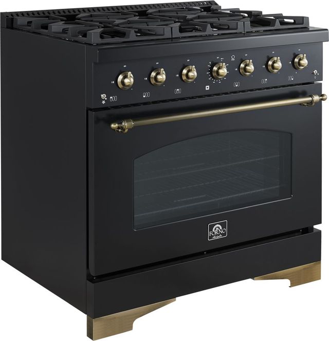 FORNO® Antico Series Alta Qualita 36" Black Pro Style Gas Range-2