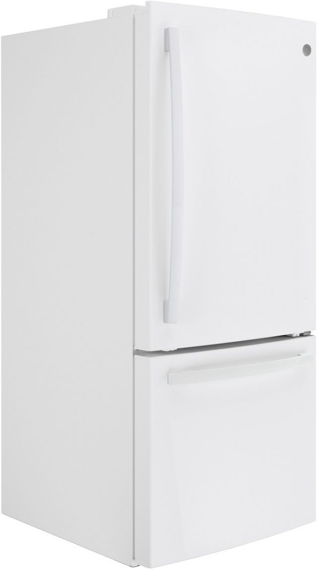 GE® 30 in. 21.0 Cu. Ft. White Bottom Freezer Refrigerator-1