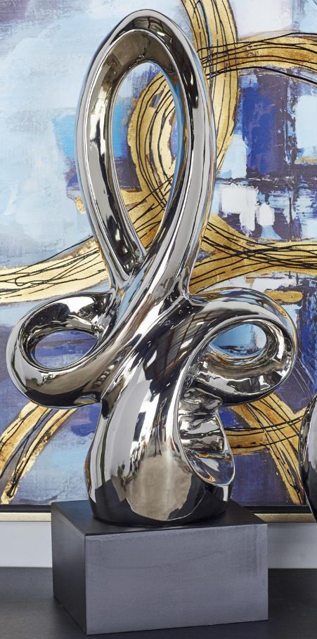 Deco Marche Silver 14" Abstract Sculpture-3