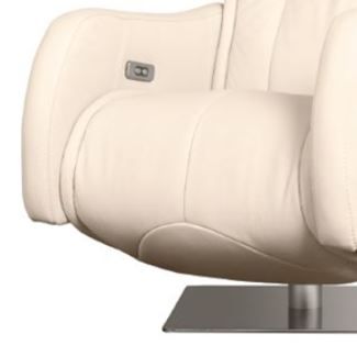 Fornirama 76 Off-White Power Swivel Recliner with Power Adjustable Headrest-1