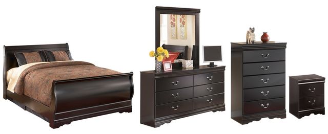 Signature Design by Ashley® Huey Vineyard 5-Piece Black Full Youth Sleigh Bed Set-0