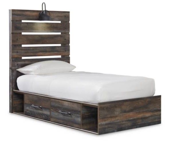 Signature Design by Ashley® Drystan 5-Piece Brown Rustic Twin Youth Storage Bed Set-1