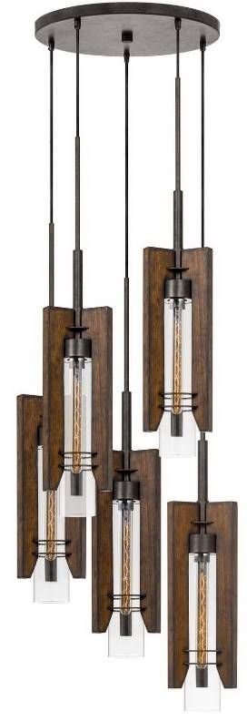 Cal® Lighting & Accessories Almeria 5-Light Iron/Pine Pendant-0