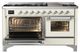 Ilve® Majestic III 60" Antique White Pro Style Dual Fuel Natural Gas Range with Triple Glass Door and Chrome Trim-3