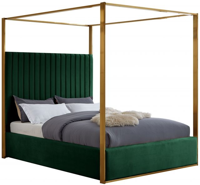 Meridian Furniture Jones Green Queen Upholstered Canopy Bed-0