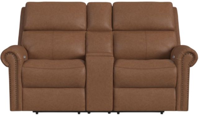 Flexsteel® Customizable Bernard Leather Power Reclining Loveseat with Console, Headrest and Lumbar-3