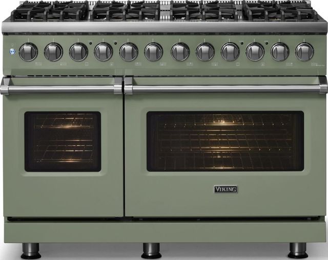 Viking® 5 Series 48" Eucalyptus Pro Style Dual Fuel (LP) Range with Polished Chrome Trim-2