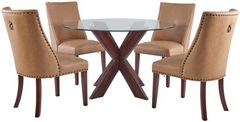 Powell® Adler Auden 5-Piece Glass/Tan Dining Set with Espresso Base