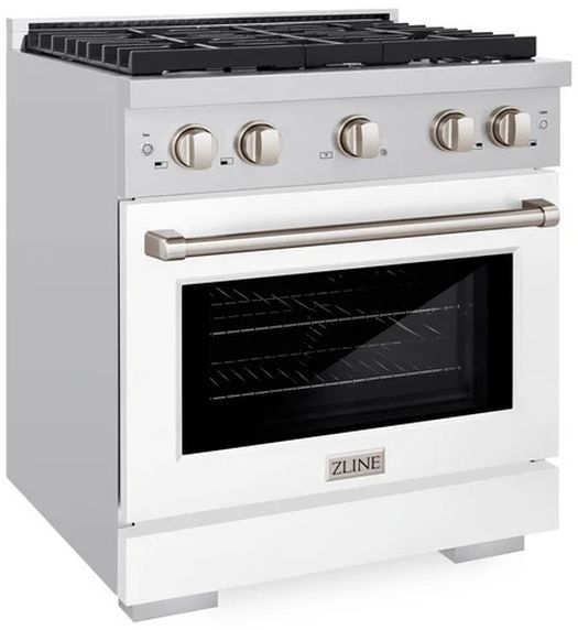 ZLINE 30" Stainless Steel Pro Style Gas Range with White Matte Door-3