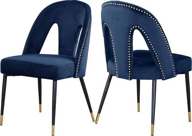 Meridian Furniture Akoya Navy Velvet Dining Chair-3