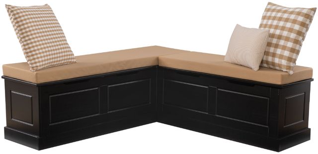 Linon Norah Beige/Black Nook Bench with Cushions-0