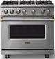 Viking® 5 Series 36" Stainless Steel Pro Style Gas (LP) Range with Brushed Brass Trim-0