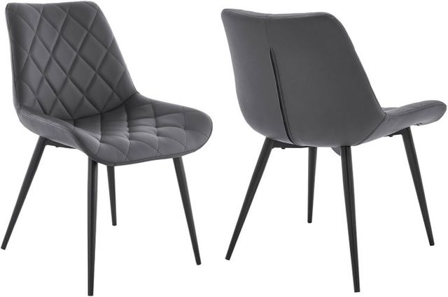 Armen Living Loralie 2-Piece Gray/Matte Black Dining Side Chair Set-0