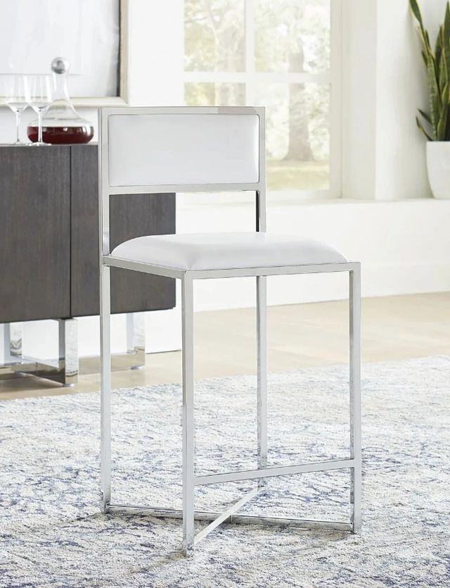 Modus Furniture Amalfi Chrome/White X-Base Counter Stool-1