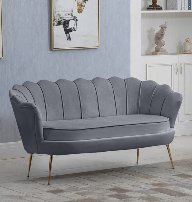 Meridian Furniture Gardenia Grey Velvet Loveseat-1