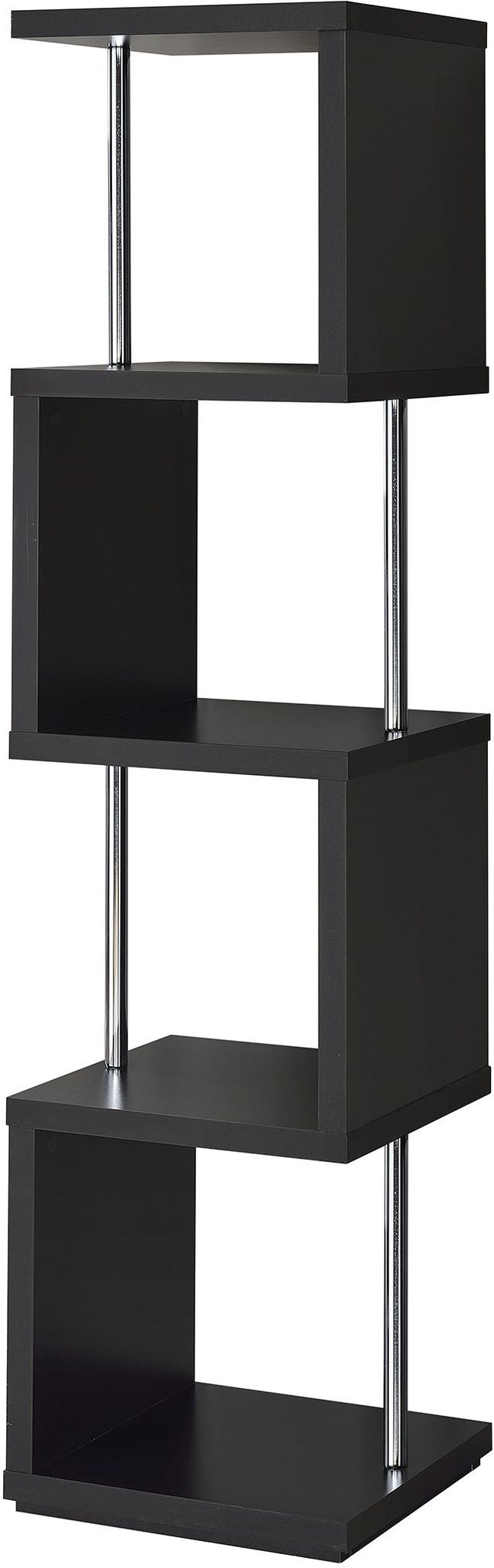 Coaster® Baxter Black/Chrome 4-Shelf Bookcase-1